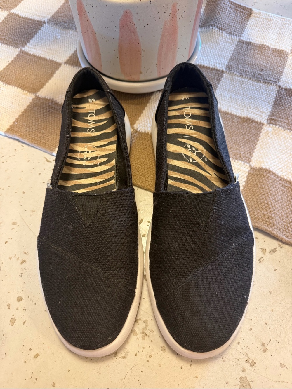 Toms Black Canvas Slip-On Loafers